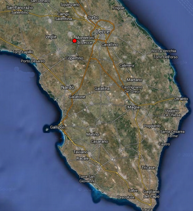 Inquadramento territoriale di Monteroni nella Provincia di Lecce